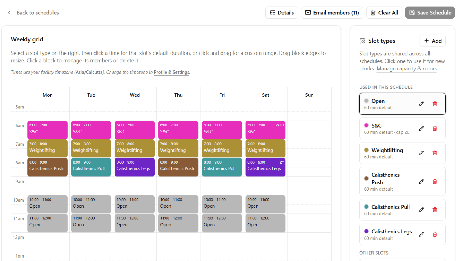 Schedule drag-and-drop editor
